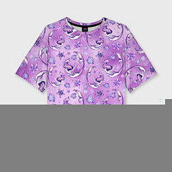 Женская футболка оверсайз Танцующие русалки на фиолетовом