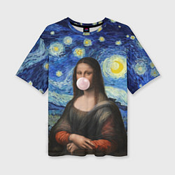 Женская футболка оверсайз Мона Лиза Приколы - Звездная ночь