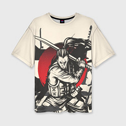 Женская футболка оверсайз Воин-самурай в деле