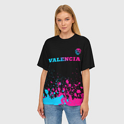 Футболка оверсайз женская Valencia - neon gradient: символ сверху, цвет: 3D-принт — фото 2