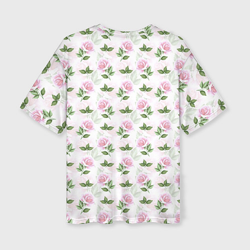 Женская футболка оверсайз Садовые розы, паттерн / 3D-принт – фото 2
