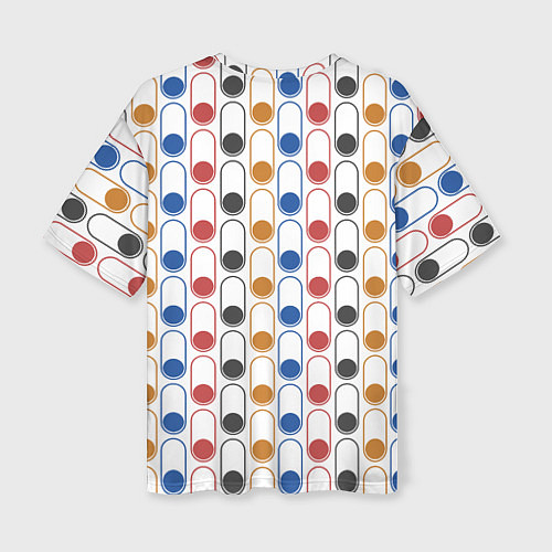 Женская футболка оверсайз Узор из разноцветных суперэллипсов прямоугольников / 3D-принт – фото 2