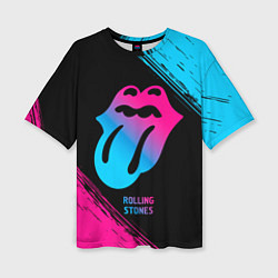 Женская футболка оверсайз Rolling Stones - neon gradient