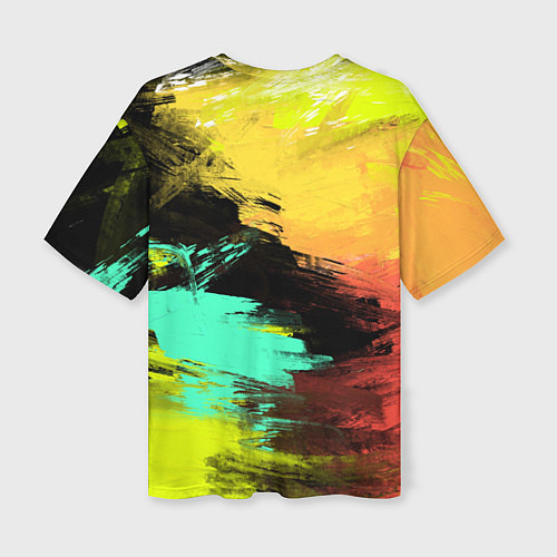 Женская футболка оверсайз Яркий красочный гранж / 3D-принт – фото 2