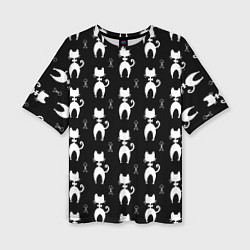 Женская футболка оверсайз Кошка С Бабочкой Вид Сзади