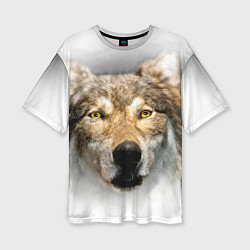 Женская футболка оверсайз Волк: зима