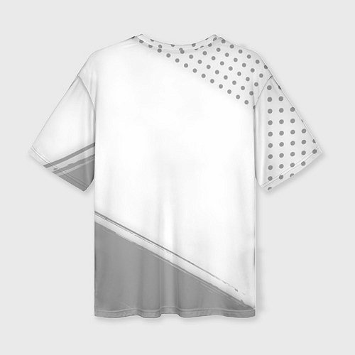 Женская футболка оверсайз PSG sport на светлом фоне: символ и надпись вертик / 3D-принт – фото 2
