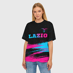 Футболка оверсайз женская Lazio - neon gradient: символ сверху, цвет: 3D-принт — фото 2
