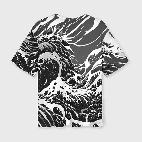 Женская футболка оверсайз Черно-белые волны / 3D-принт – фото 2