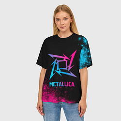 Футболка оверсайз женская Metallica - neon gradient, цвет: 3D-принт — фото 2