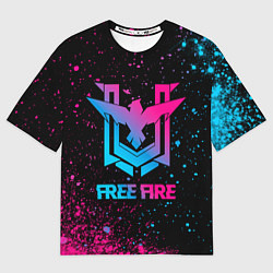 Женская футболка оверсайз Free Fire - neon gradient