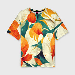 Женская футболка оверсайз Винтажный цветочный рисунок