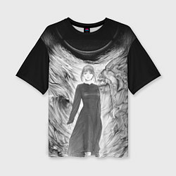 Женская футболка оверсайз Макима гравюра - Человек-бензопила