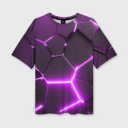 Женская футболка оверсайз Фиолетовые неоновые геометрические плиты