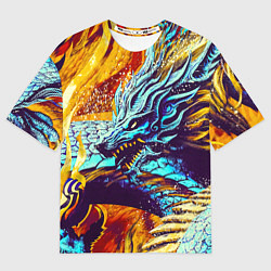 Футболка оверсайз женская Японский Дракон В Огне, цвет: 3D-принт