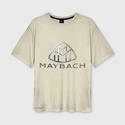 Футболка оверсайз женская Maybach логотип на бежевой коже, цвет: 3D-принт