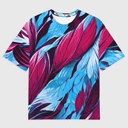 Футболка оверсайз женская Яркие экзотические перья, цвет: 3D-принт