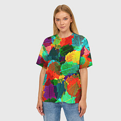 Футболка оверсайз женская Colored leaves, цвет: 3D-принт — фото 2