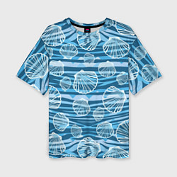 Женская футболка оверсайз Паттерн из створок ракушки - океан