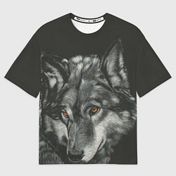 Футболка оверсайз женская Серый мудрый волк, цвет: 3D-принт
