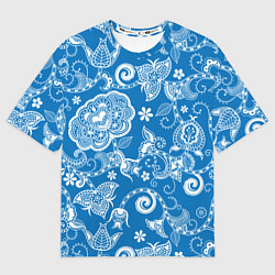 Футболка оверсайз женская Голубое кружево, цвет: 3D-принт