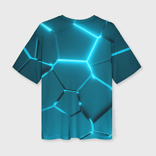 Женская футболка оверсайз Ледяные неоновые геометрические плиты / 3D-принт – фото 2