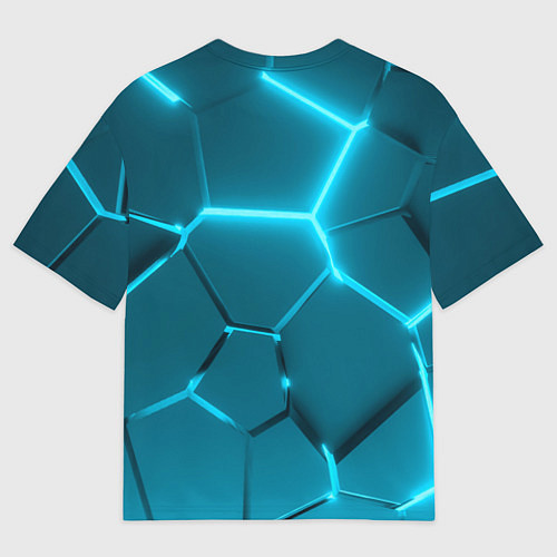 Женская футболка оверсайз Ледяные неоновые геометрические плиты / 3D-принт – фото 2