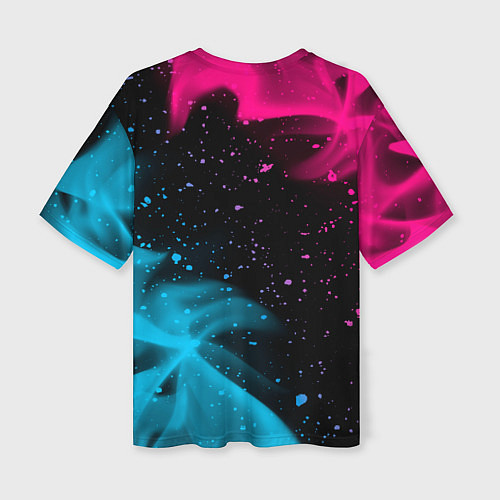 Женская футболка оверсайз Dead Space - neon gradient: символ и надпись верти / 3D-принт – фото 2