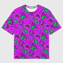 Футболка оверсайз женская Turkish cucumber raspberry and green background, цвет: 3D-принт