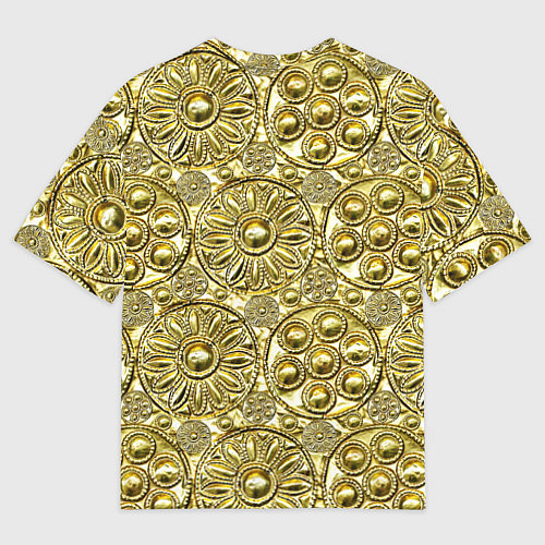 Женская футболка оверсайз Золотая чеканка - текстура / 3D-принт – фото 2