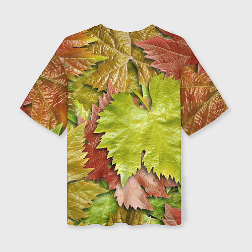 Женская футболка оверсайз Осенние листья клёна - паттерн / 3D-принт – фото 2