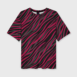 Женская футболка оверсайз Модный полосатый красно- черный узор Зебра