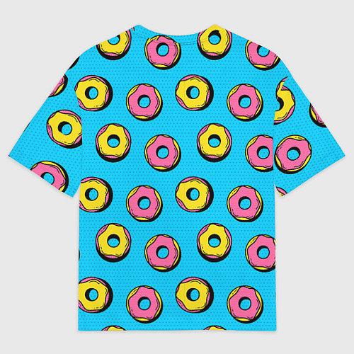Женская футболка оверсайз Желтые и розовые пончики / 3D-принт – фото 2