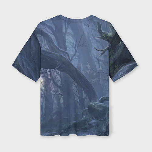 Женская футболка оверсайз Ведьма малолетка в тёмном лесу с дракончиком / 3D-принт – фото 2
