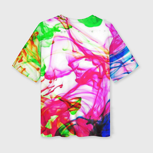 Женская футболка оверсайз Неоновые краски в воде / 3D-принт – фото 2