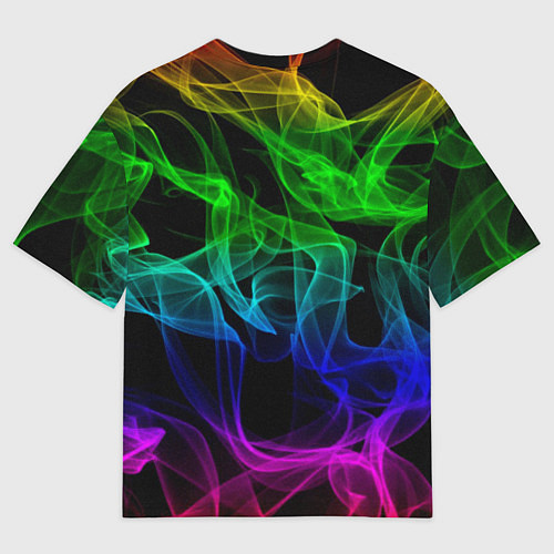 Женская футболка оверсайз Разноцветный неоновый дым / 3D-принт – фото 2