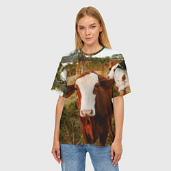 Футболка оверсайз женская Милая коровка, цвет: 3D-принт — фото 2