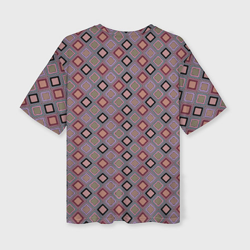 Женская футболка оверсайз Разноцветные квадраты с зигзагами / 3D-принт – фото 2