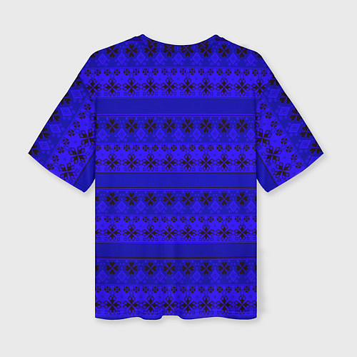 Женская футболка оверсайз Скандинавский орнамент Синий кобальт / 3D-принт – фото 2