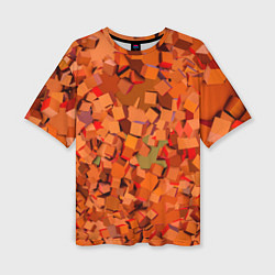 Футболка оверсайз женская Оранжевые кубы в абстракции, цвет: 3D-принт