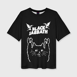 Футболка оверсайз женская Black Sabbath рок кот, цвет: 3D-принт