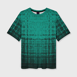Женская футболка оверсайз Мозаичный узор в черно -зеленых тонах