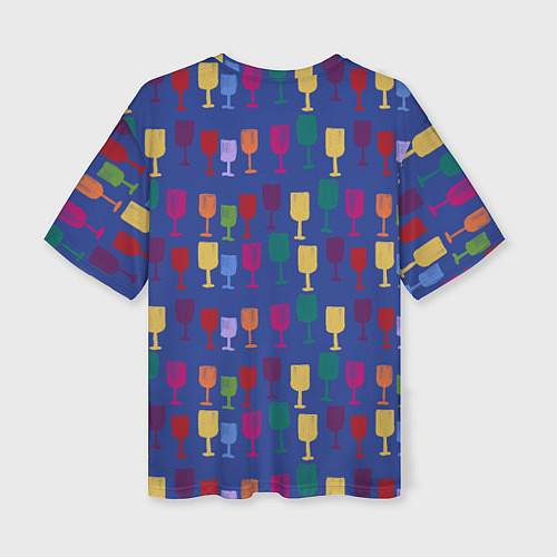 Женская футболка оверсайз Цветные фужеры паттерн / 3D-принт – фото 2