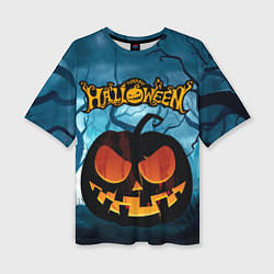 Женская футболка оверсайз Halloween pumpkins