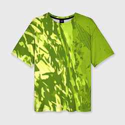 Женская футболка оверсайз Зеленый абстрактный камуфляж