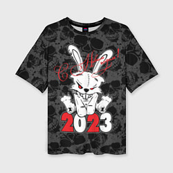 Женская футболка оверсайз С Новым годом! 2023 Злой кролик