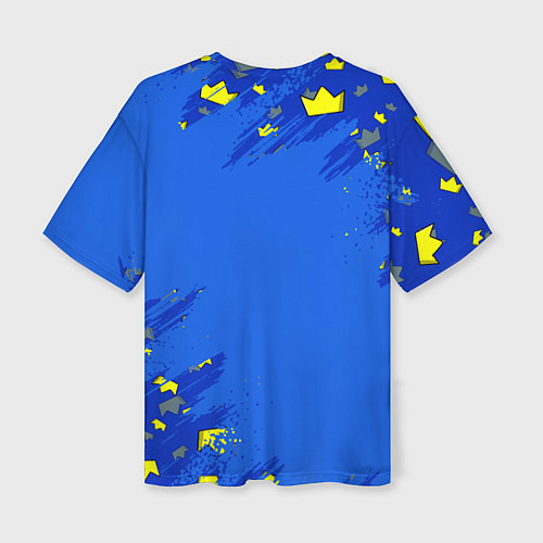 Женская футболка оверсайз Радужные друзья Синий в короне / 3D-принт – фото 2