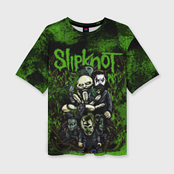 Женская футболка оверсайз Slipknot green art