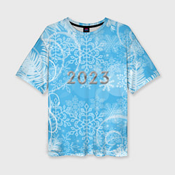 Женская футболка оверсайз Морозный узор на стекле 2023