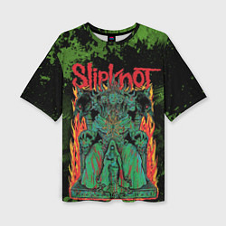 Женская футболка оверсайз Slipknot green satan